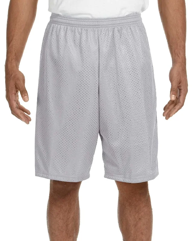 Massive Savings A4 Adult Nine Inch Inseam Mesh Shorts | Silver