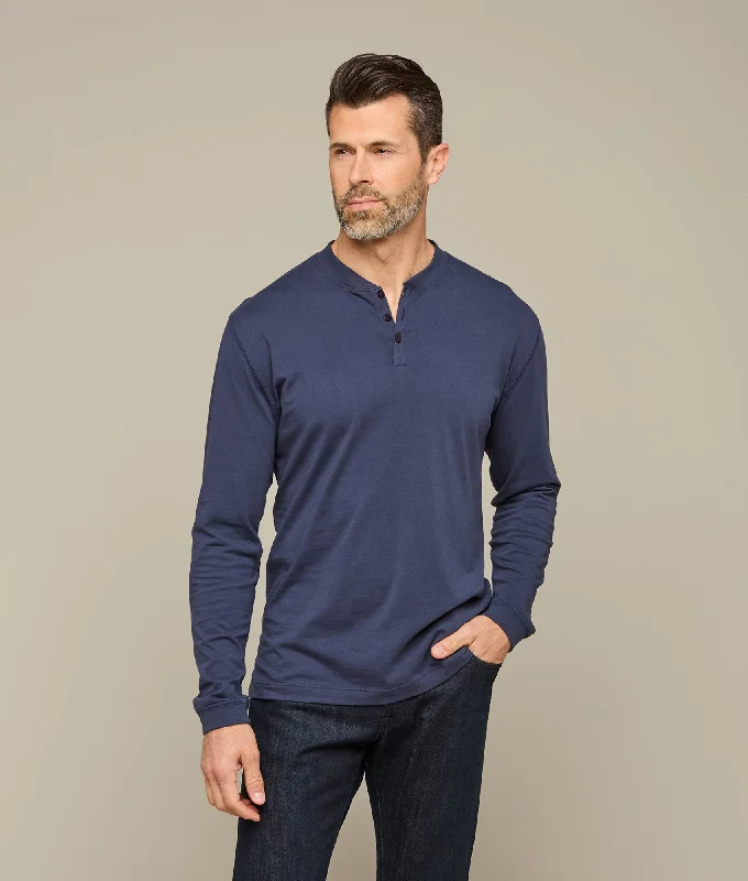 Weekend Shopping Extravaganza Lucchese Pima Cotton Henley :: Navy