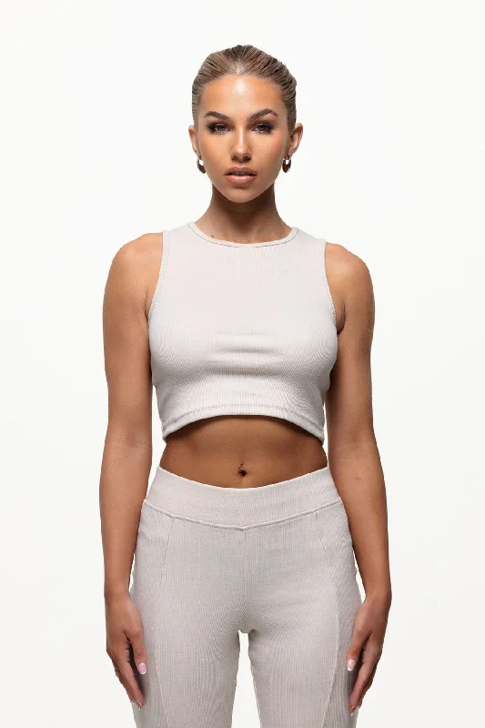 Super Sale Contour Ribbed Cream Tank Top