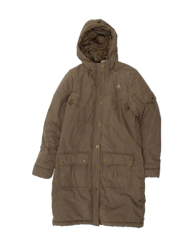 Now Available ADIDAS Womens Hooded Overcoat UK 12 Medium Grey Cotton