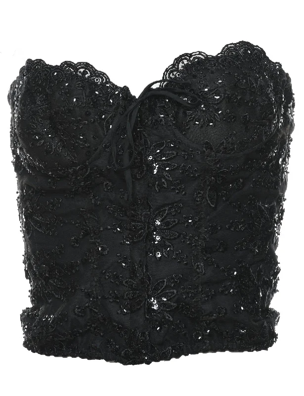 Huge Savings Sequined Black Bustier - M