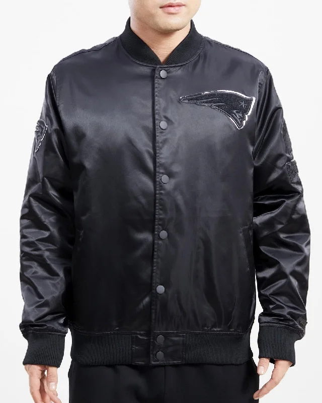 Weekend Deal NFL NEW ENGLAND PATRIOTS TRIPLE BLACK MEN'S SATIN JACKET (TRIPLE BLACK) Weekend Deal NFL NEW ENGLAND PATRIOTS TRIPLE BLACK MEN'S SATIN JACKET (TRIPLE BLACK)