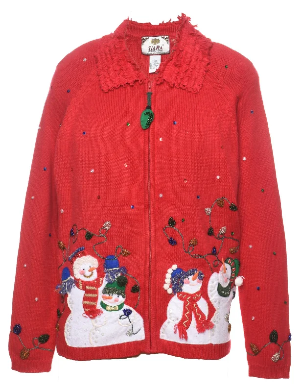 Exclusive Weekend Offers Inside Snowman Christmas Cardigan - L