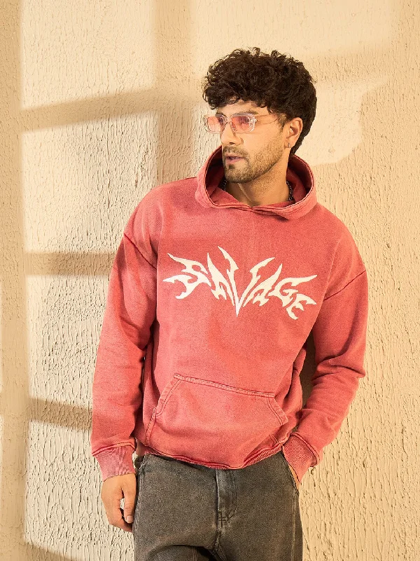 Hot Buy Peach Mineral Wash Heavyweight Embroidered Oversized Hoodie
