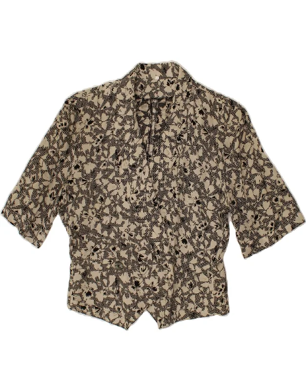 Midnight Madness VINTAGE Womens Short Sleeve Blazer Jacket IT 44 Medium Grey Floral