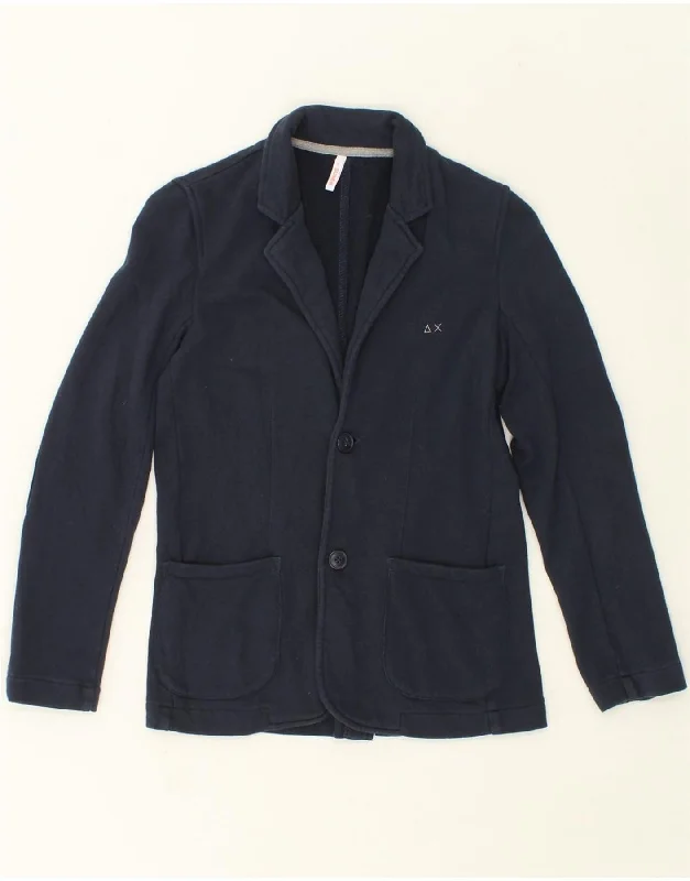 Now Available SUN68 Womens 2 Button Blazer Jacket UK 10 Small Navy Blue Cotton