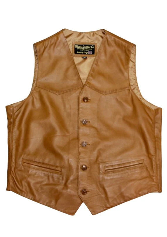 Low Price Mens Smart Casual Waistcoat in Tan Leather