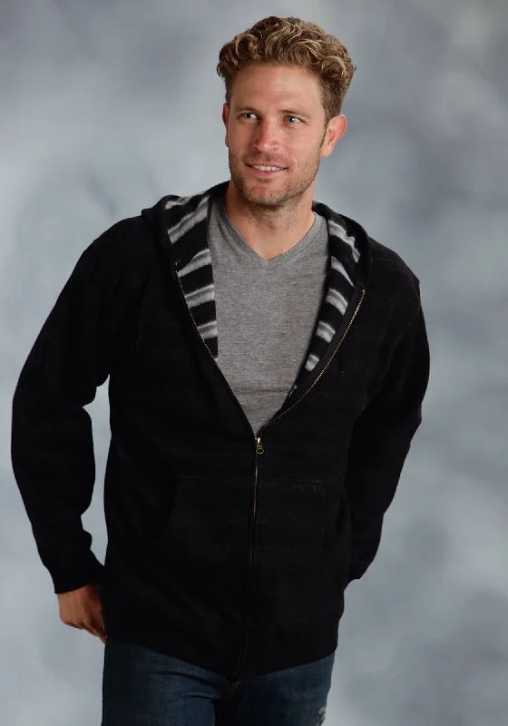 Don't Miss Out Ouray Mens Black 100% Cotton USA Stripes Hoodie