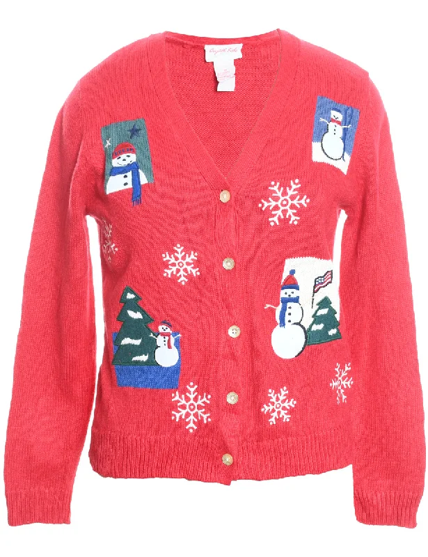 Weekend Deals That Wow Snowman Christmas Cardigan - M