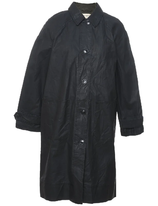 Weekend Deal Single Breasted Classic Black Trench Coat - L