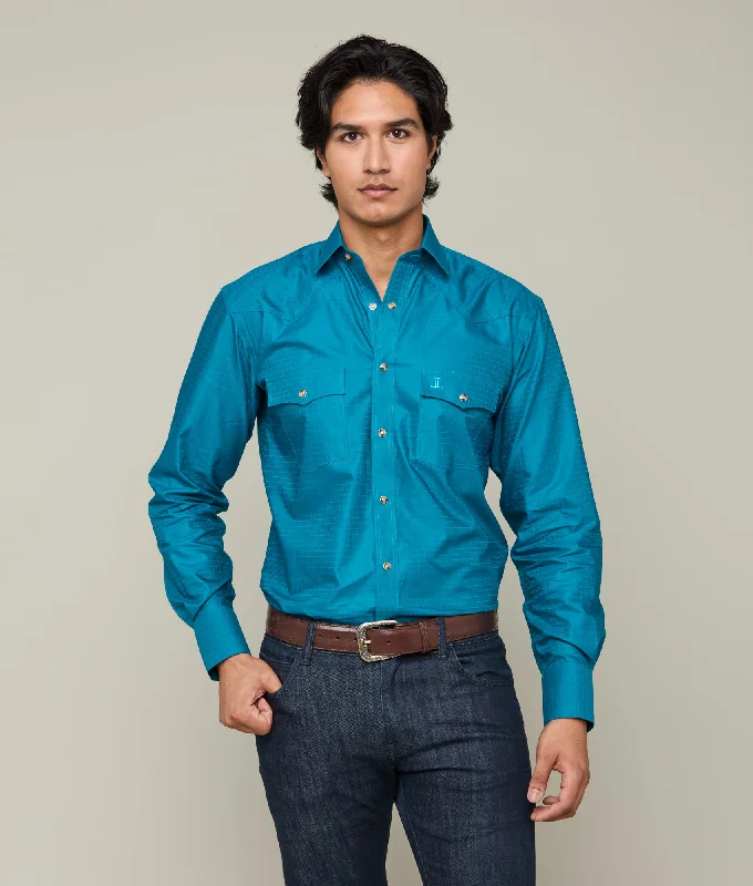Savings Soar This Weekend Square Dobby Shirt :: Teal