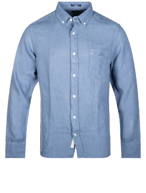 Exclusive Offer Regular Fit Garment Dyed Linen Shirt Salty Sea