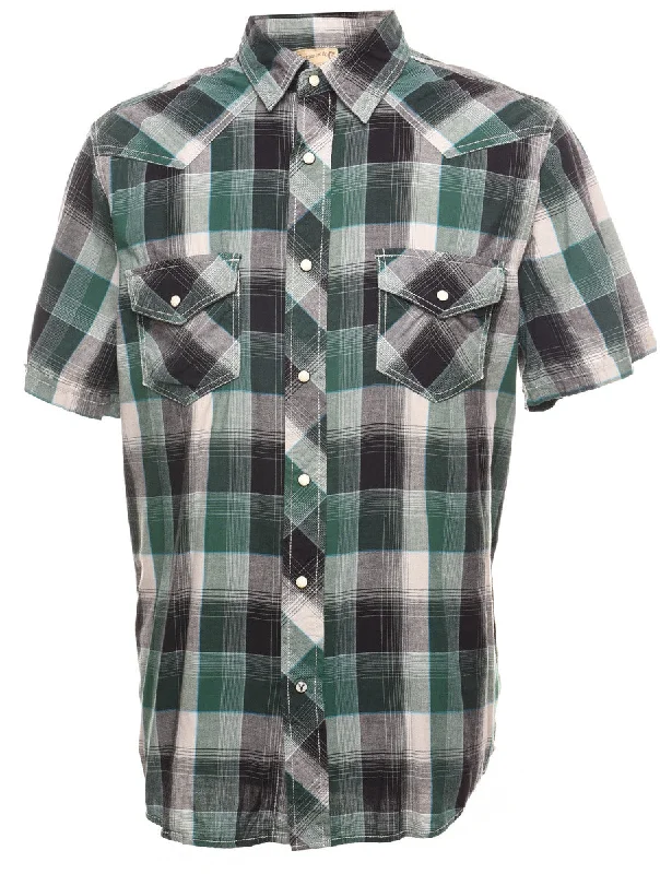 Weekend Deals That Amaze Short Sleeve Green & Black Classic Checked Shirt - L