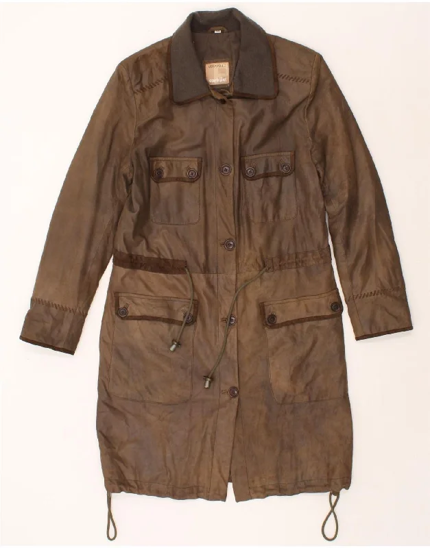 Weekend Bargains to Love CONBIPEL Womens Leather Coat IT 44 Medium Brown Leather