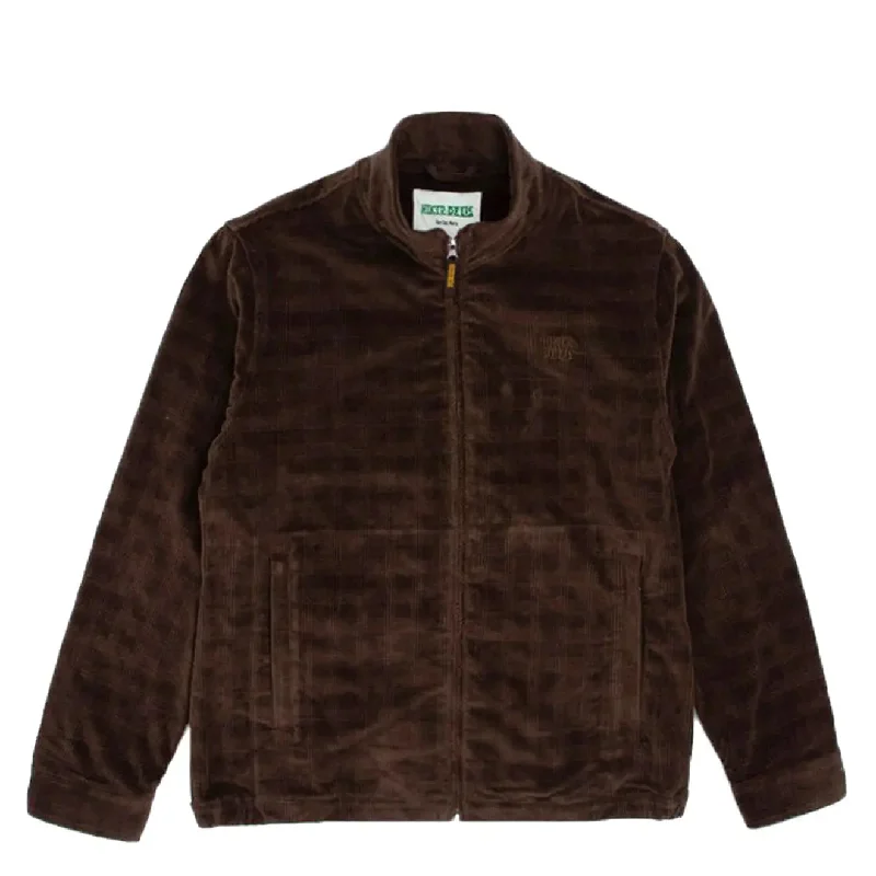 Final Clearance Hikerdelic Plaid Corduroy Track Jacket Brown