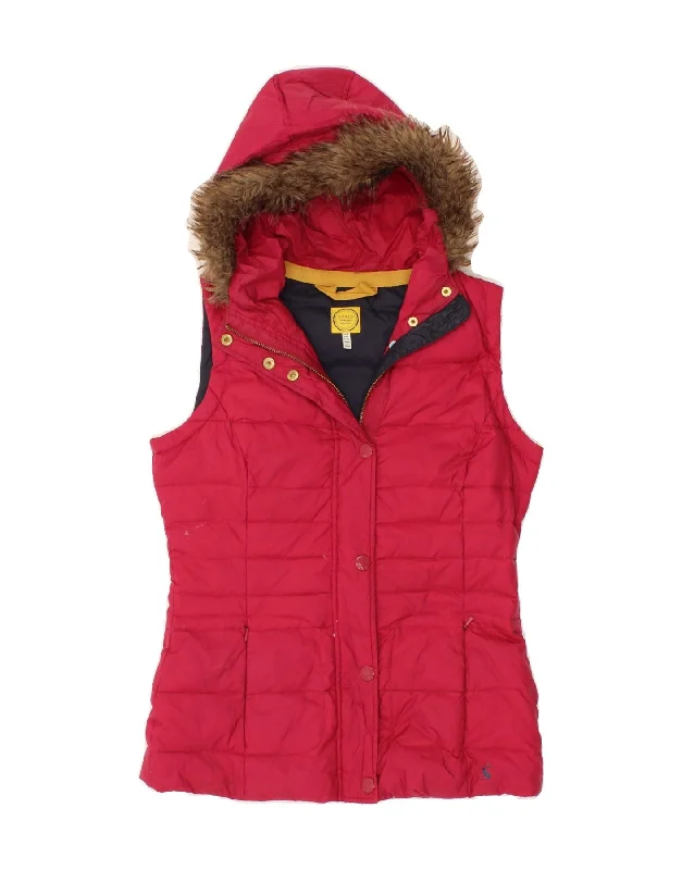 Time-Limited Offer JOULES Womens Hooded Padded Gilet UK 8 Small Pink Polyester