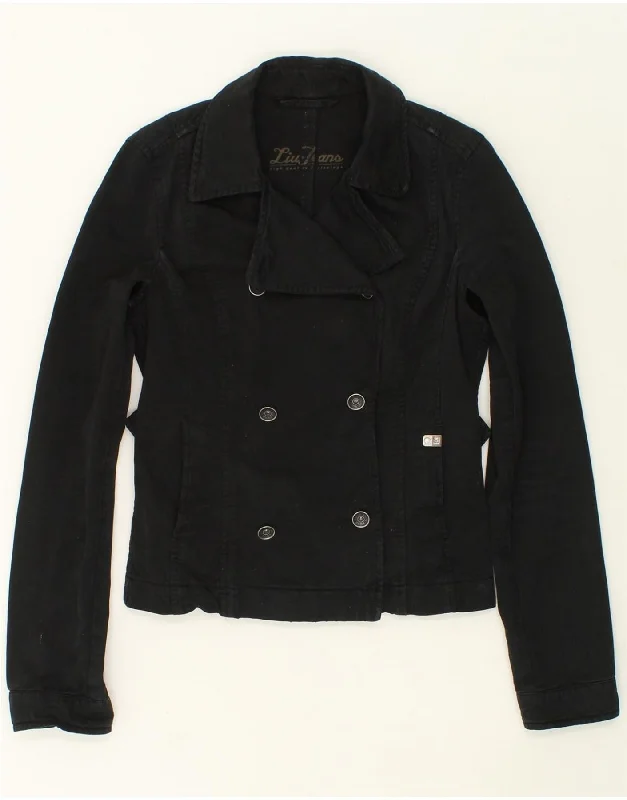 Unmissable Sale LIU JO Womens Double Breasted Denim Blazer Jacket IT 44 Medium  Black
