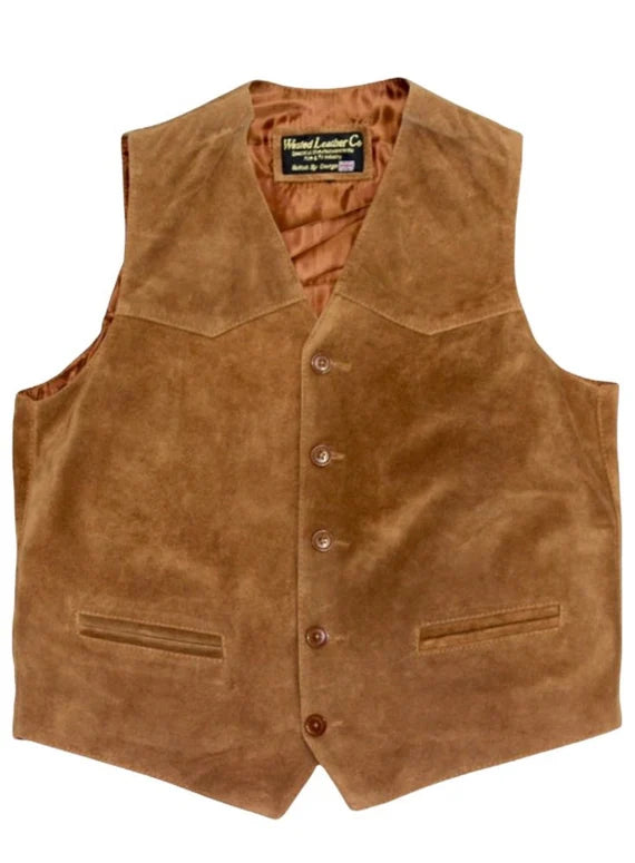 Extra Savings Mens Smart Casual Waistcoat in Tan Suede