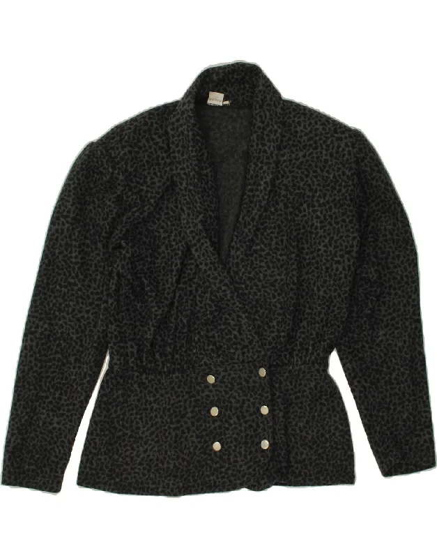 Mega Sale VINTAGE Womens Double Breasted Blazer Jacket IT 38 XS Grey Animal Print