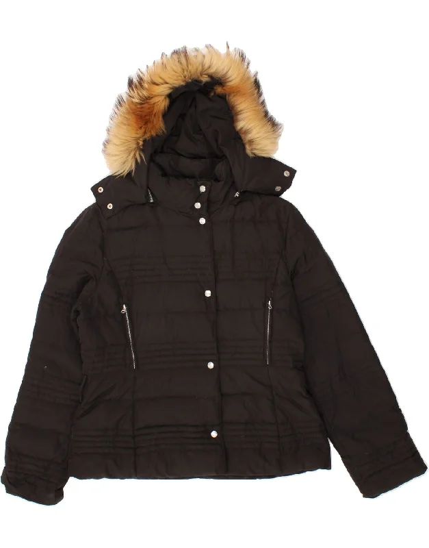 Early Bird MARELLA Womens Hooded Padded Jacket UK 18 XL  Black Polyamide