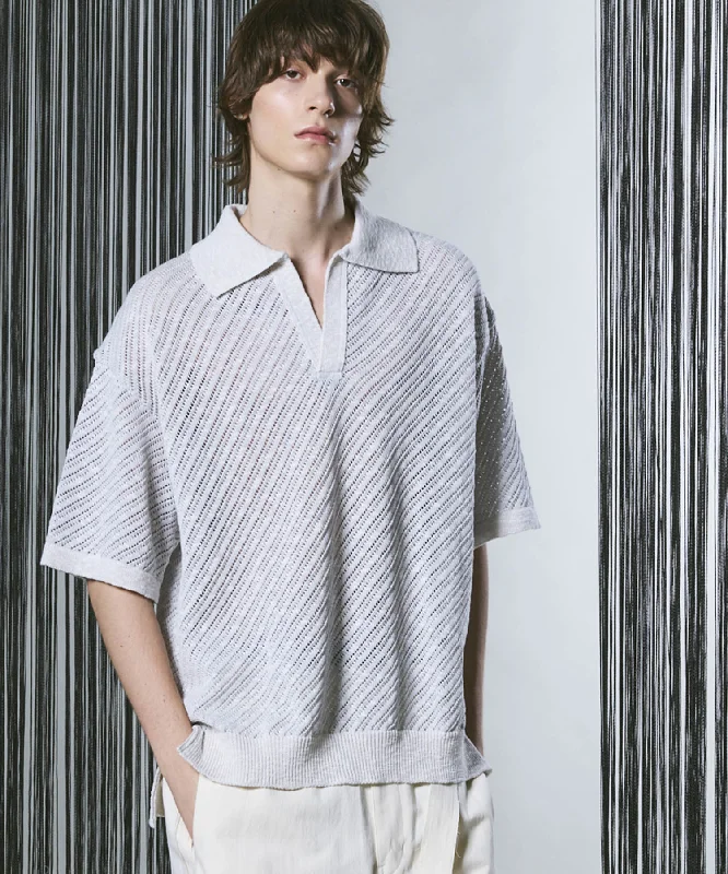 Weekend Savings Sensation Slub Yarn Bias Mesh Prime-Over Short Sleeve Skipper Knit Polo Shirt Weekend Savings Sensation Slub Yarn Bias Mesh Prime-Over Short Sleeve Skipper Knit Polo Shirt