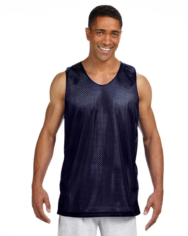 Crazy Savings A4 Men's Reversible Mesh Tank | Navy/ White