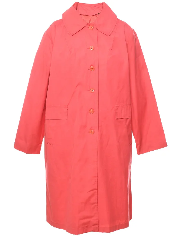 Weekend Specials to Celebrate Single Breasted Salmon Pink Classic Trench Coat - L