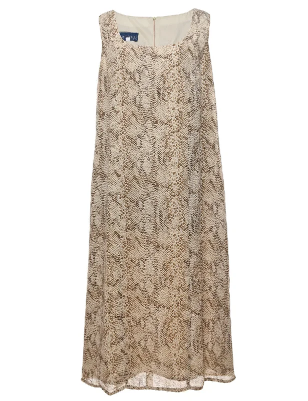 Flash Deal Snakeskin Finish Beige Shift Dress - L