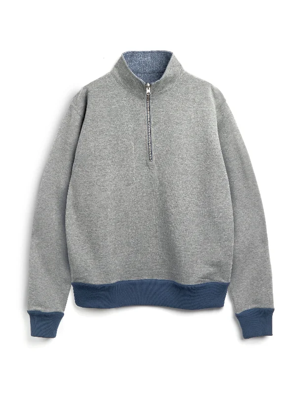 Low Cost Reversible Half Zip Sweatshirt Edgware Charcoal/Navy