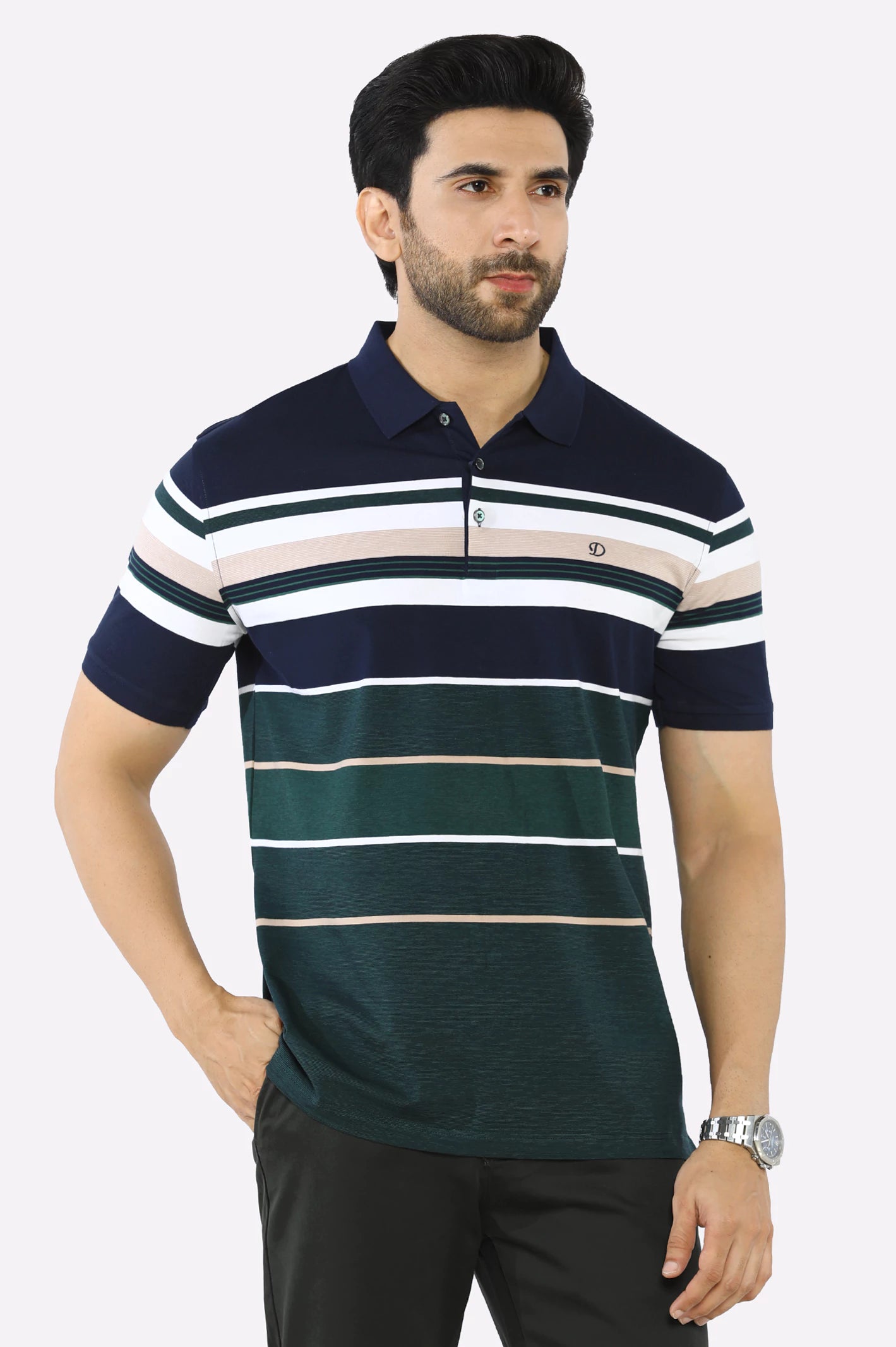 Extra Savings Navy Blue Yarn Dyed Polo