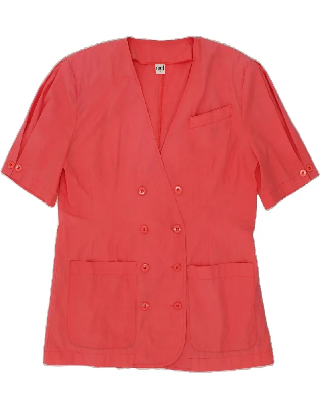 Flash Sale VINTAGE Womens Short Sleeve Double Breasted Blazer Jacket EU 40 Medium Red