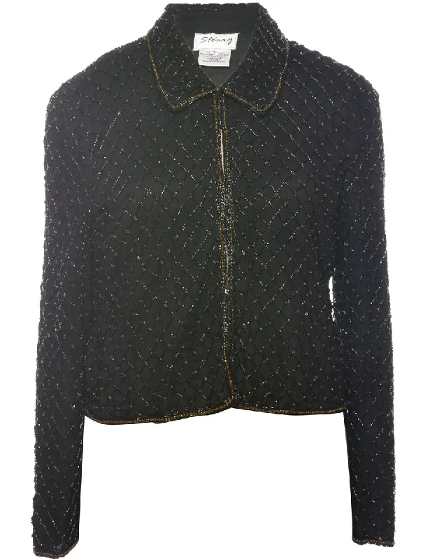 Extra Discount Silk Beaded Evening Jacket - L