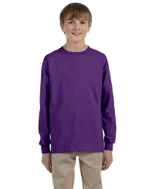 Weekend Offers That Tempt Gildan Youth Ultra Cotton Long Sleeve T-Shirt | Purple