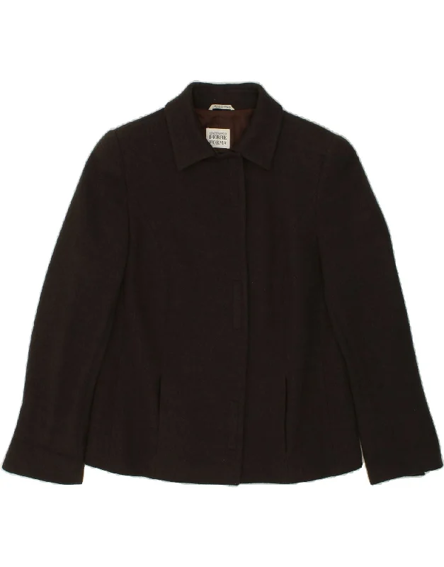Weekend Savings Bonanza FERRE Womens Pea Coat UK 16 Large  Brown Wool