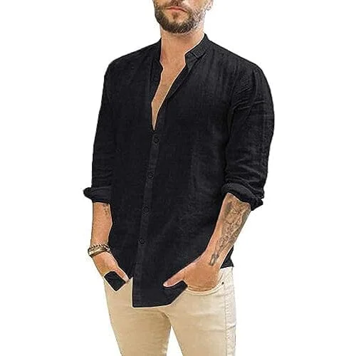 Weekend Savings Spectacular Mens Summer Casual Long Sleeve Cotton Linen T-Shirt