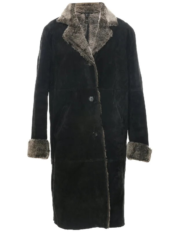 Weekend Offers That Tempt Single Breasted Shearling Suede Jacket - L
