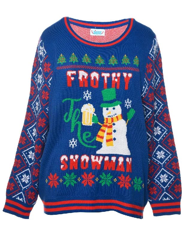 Midnight Sale Snowman Christmas Jumper - L