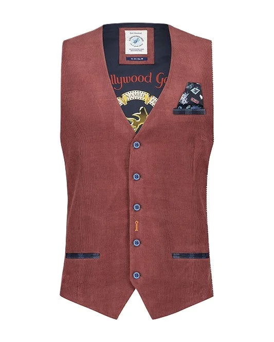 Weekend Savings Fiesta A Fish Named Fred Cord Waistcoat Red