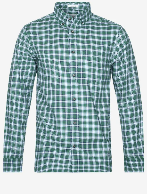 Bargain Alert Regular Micro Tartan Flannel Shirt Forest Green