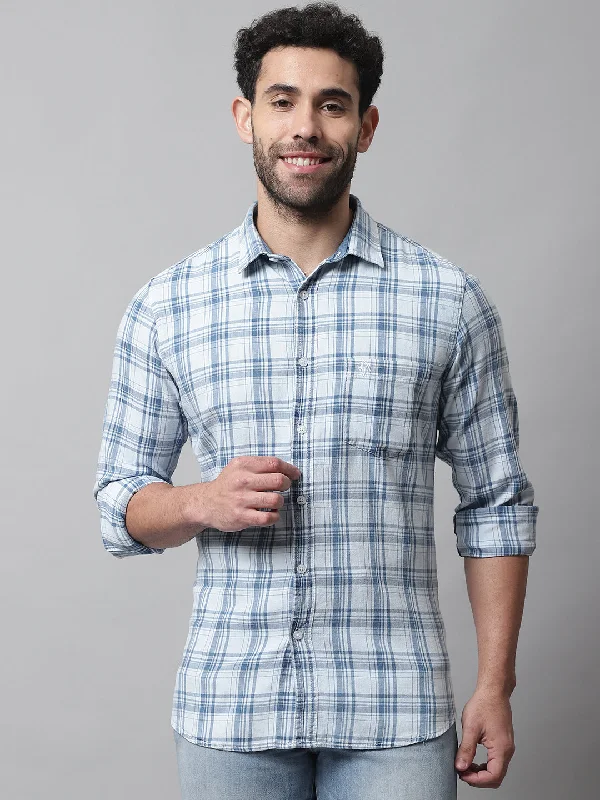 Weekend Offers That Amaze Men's Navy Blue Casual Big Checks Full Sleeve Shirt
