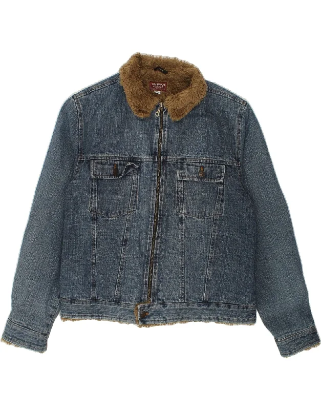 Midnight Sale WPM Womens Sherpa Denim Jacket UK 18 XL Blue