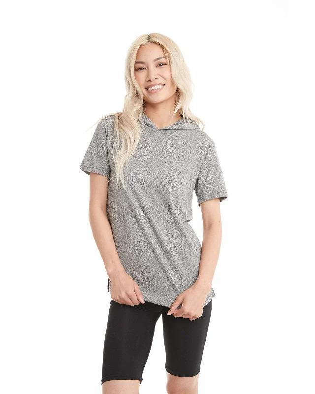 Midnight Sale Next Level Apparel Unisex Mock Twist Short Sleeve Hoody T-Shirt | Heather Gray Midnight Sale Next Level Apparel Unisex Mock Twist Short Sleeve Hoody T-Shirt | Heather Gray