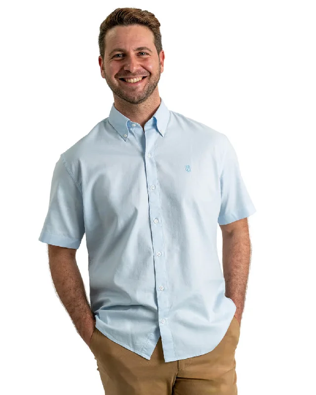 Weekend Specials to Relish Sky Cotton Oxford Short Sleeve Shirt