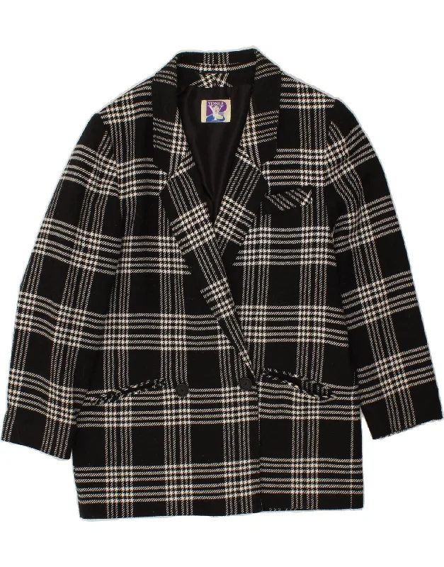 Now or Never YESSICA Womens Double Breasted Coat EU 42 Large Black Check Wool