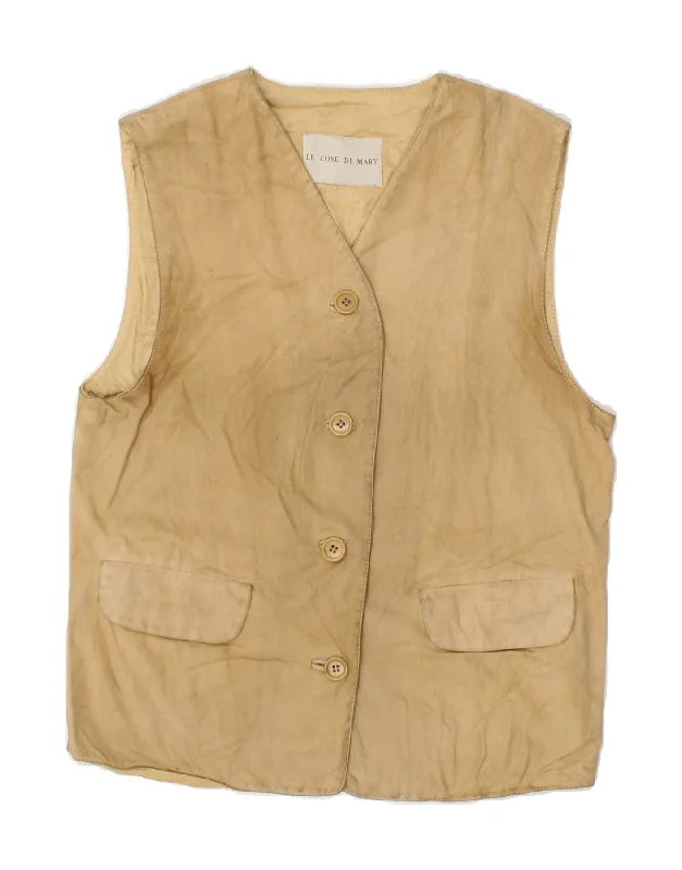 Weekend Deals That Impress VINTAGE Womens Suede Gilet UK 12 Medium Beige