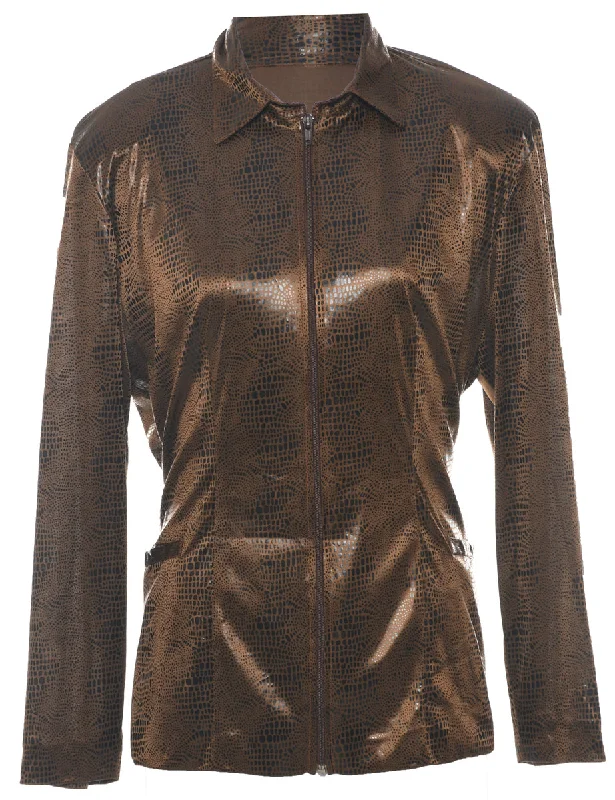 Limited Supply Snakeskin Pattern Dark Brown Jacket - L