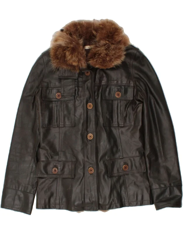 Year-End Deals XETRA Womens Leather Jacket UK 12 Medium Brown Leather