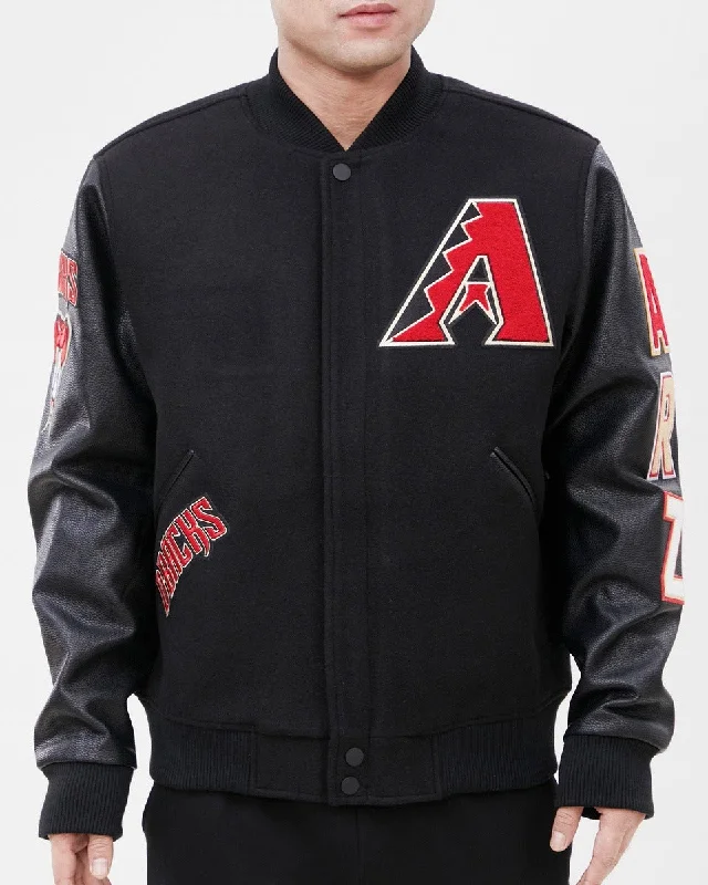 Weekend Discounts to Love MLB ARIZONA DIAMONDBACKS CLASSIC WOOL MEN'S VARSITY JACKET (BLACK)