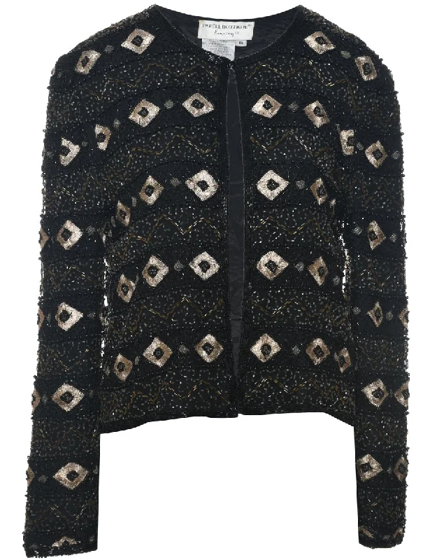 Flash Sale Silk Beaded Evening Jacket - S
