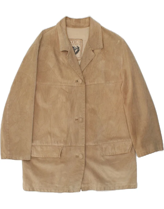 Super Discount ANTICA PELLERIA Womens Leather Jacket UK 14 Large Beige Leather